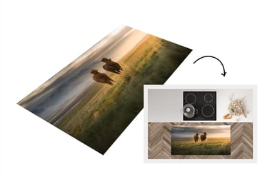 Keukenloper - Loper keuken - Paarden - Lucht - Gras - 120x60 cm - Keukenloper vinyl