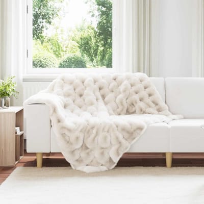vidaXL - Antislip - deken - van - imitatie - konijnenbont - Olite - Wit - 130 - x - 150 - cm