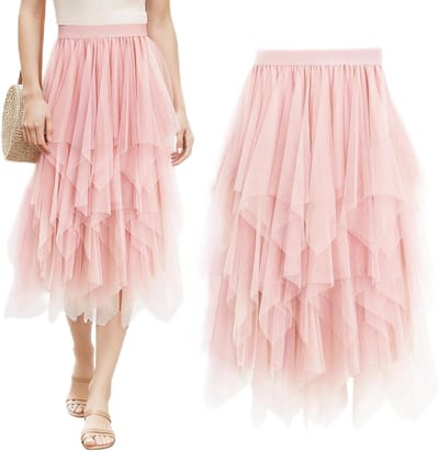 Elegante Tulle Rok voor Dames met Hoge Taille en Ongelijke Zoom - Perfect voor Feestjes, Carnavalskostuums en Halloween