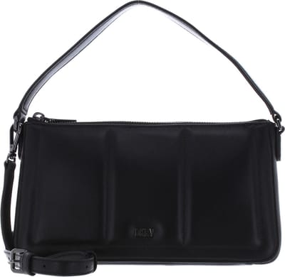 DKNY Leren Schoudertas Handtas Loie Demi Crossbody Bag Blk / Gunmetal Zwart
