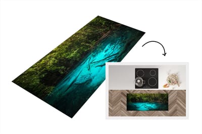 Keukenloper - Loper keuken - Helderblauw meer in de jungle - 120x50 cm - Keukenloper vinyl
