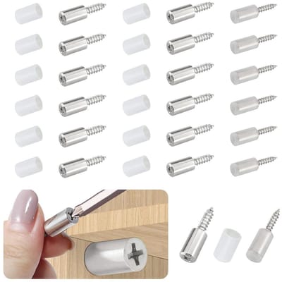 50 stuks-Schroefbare plankdrager - zelfborende plankdrager - plankdragerspijker - met beschermkap - bevestigingsmateriaal - geschikt voor kasten, kledingkasten en opbergmeubels - zilver - 25,5*7,5 mm