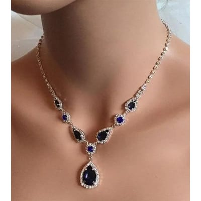 Blauw Waterdruppel Strass Ketting Voor Vrouwen Ingelegd Zirconium Hanger Mode Sieraden Accessoire brown