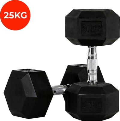 Core Power - Rubber Hex Dumbbells - 25 kg - Dumbbell set - Krachttraining - Halterset