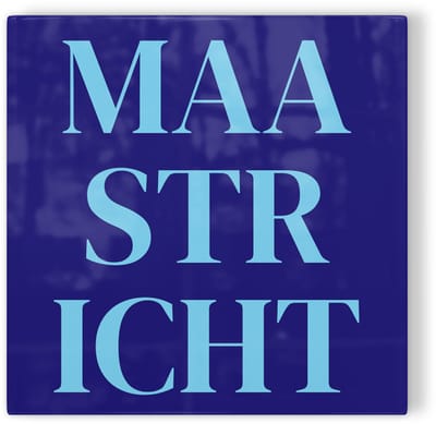 Tegeltje Maastricht - donkerblauw lichtblauw - tegeltje stad - tegeltje met tekst