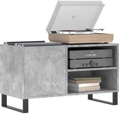 Platenspeler Meubel - LP-kast - Platenspelerkast - Draaitafelstandaard - Platenspelerstandaard - Vintage Displayplank - Betongrijs