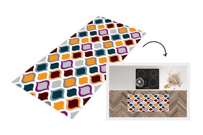 Keukenloper 120x50 cm - Keukenmat vinyl Retro - Lijn - Patroon - Keukenmatten loper - Keuken vloerkleed tapijt