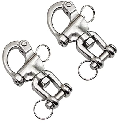 Allecta - Set van 2 Karabijnhaken van Roestvrij Staal, Zilver, 70mm, Geschikt voor Indoor en Outdoor Gebruik