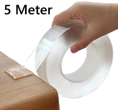 Nano Tape Extra Lang! I Dubbelzijdige Tape I Transparant I Herbruikbaar I Afwasbaar I 5 Meter