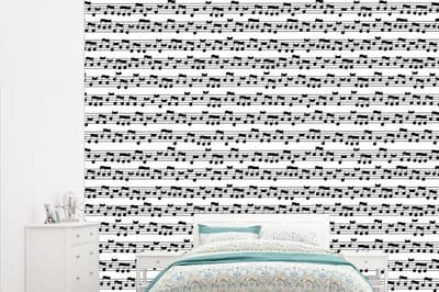 Behang - Fotobehang Muziek - Patronen - Muzieknoten - Breedte 315 cm x hoogte 260 cm