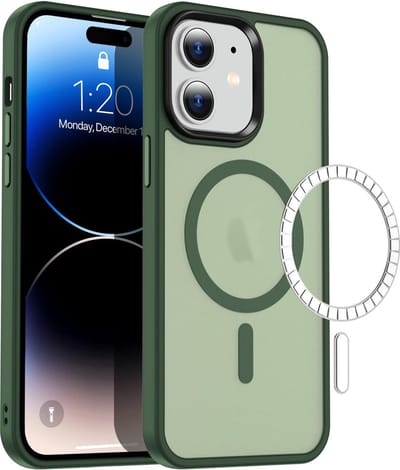 Casify Matte Hoesje geschikt voor MagSafe iPhone 12/12 Pro Hoesje - Mat Donkergroen