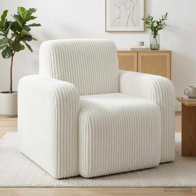 vidaXL - Fauteuil - Crèmekleurig - corduroy