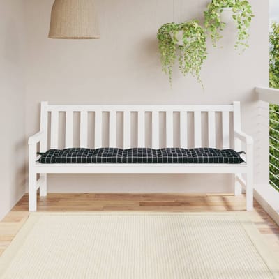 vidaXL - Tuinbankkussen - 180x50x7 - cm - oxford - stof - ruitpatroon - zwart