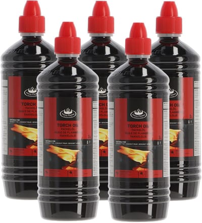 Fancy Flames Fakkelolie - 5x - 1 liter - lange brandduur - voor buitengebruik - roetloos - sfeer maken