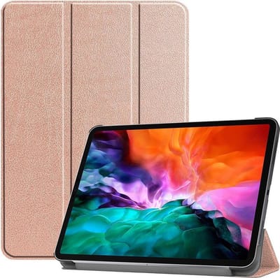3-Vouw sleepcover hoes - Geschikt voor iPad Pro 12.9 inch (2021) - Rose Goud