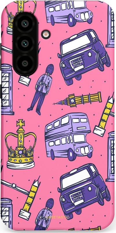 Casetastic Hoesje Geschikt voor Samsung A56 / A36 - Stijlvolle Beschermende Duo-layer Case - Brits London Roze Avontuur - Londen