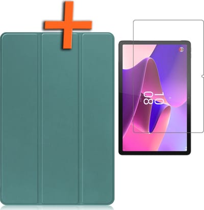 Hoesje - Geschikt voor Lenovo Tab P11 Pro - Met Screenprotector - Trifold Bookcase - Hard Cover Case - Met Uitsparing Geschikt voor Lenovo Pen - Hardcover Book - Tablet Hoes - Donkergroen