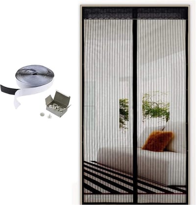 Magnetisch gordijn voor deuren, 80 x 225 cm, frame van nylon, automatisch gesloten, opvouwbaar, eenvoudig te installeren, geschikt voor deuren tot
