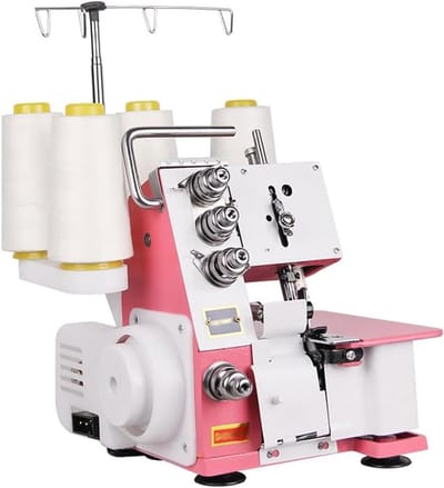 Elektrische Overlock - Lockmachine Naaimachine - Naden Afwerken - 1200 RPM Hoge Snelheid - 3.5 mm Dikte - Wit Roze