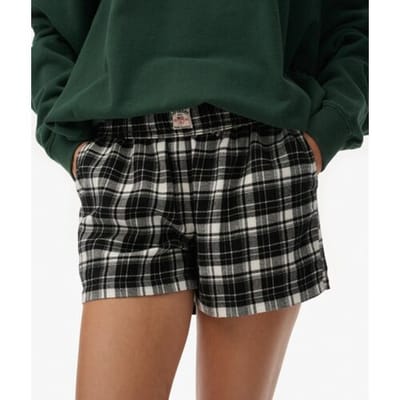 Katoenen geruite elastische short voor vrouwen Superdry