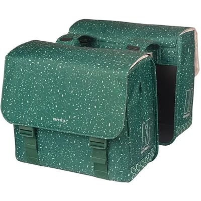 Basil Flair - Dubbele fietstas - 35L - Groen - Waterafstotend - Reflectiedetails