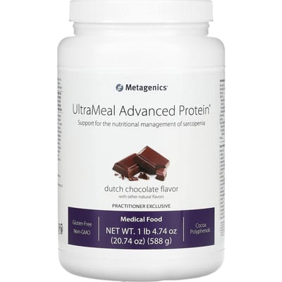 Metagenics, UltraMeal Protéine Avancée, Aliment Médical, Chocolat Hollandais, 1 lb 4,74 oz (588 g)