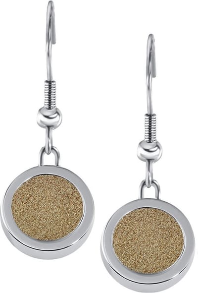 Quiges RVS Schroefsysteem Oorhangers Oorbellen Zilverkleurig met Verwisselbare Mini Munten Glitter Goudkleurig