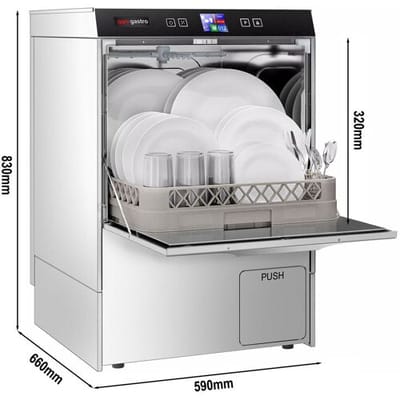 GGM Gastro Geschirrspülmaschine - Digital - 3,55 kW - mit Reiniger-, Klarspüler- & Laugenpumpe