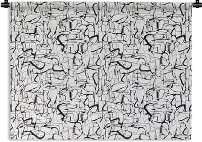 Wandkleed - Wanddoek - Line Art - Abstract - Patronen - Zwart Wit - 120x90 cm - Wandtapijt