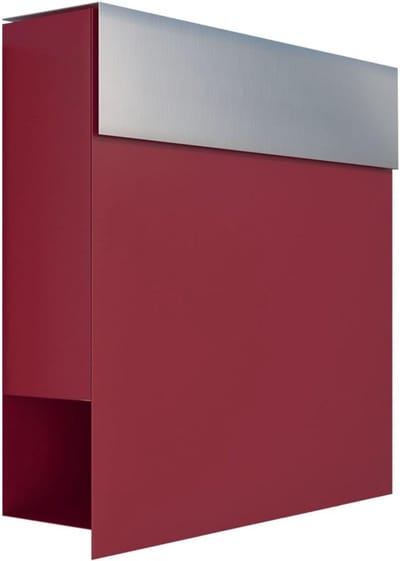 Wandbrievenbus Rood/RVS met Tijdschriftenvak - Modern Design voor Buiten