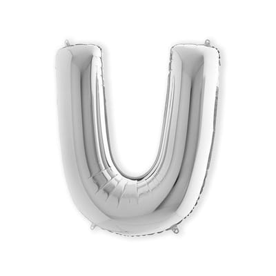 Folieballon letter U zilver (100cm)