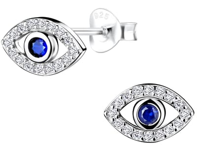 Joy|S - Zilveren boze oog oorbellen - evil eye - zirkonia - gehodineerd