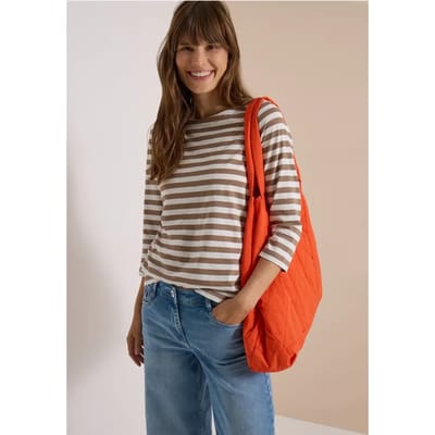 Basic Shirt met boothals en strepen