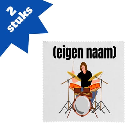 Akyol - drummer met drumstel met eigen naam brillendoekjes - Drummen - muziek liefhebbers - drummers - drumstel - verjaardag - cadeau - kado - 17,8 bij 17,8 cm - 2 stuks