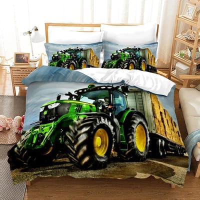 Tractor Beddengoedset 3D Print Boerderijgereedschap Kar Huisdecoratie Kussensloop Dekbedovertrek Schattig Cadeau Voor Familie en Vrienden 180x210cm