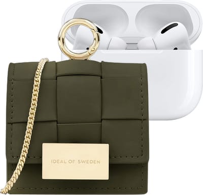 IDEAL OF SWEDEN, Hoesje geschikt voor Apple AirPods Alle Generaties - Braided Series met Verstelbare Schouderband, Kaki