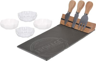 Excellent Houseware Luxe set van kaasplank - met 3x kaasmesjes - en 4x serveerschaaltjes