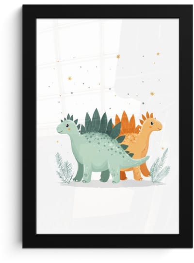 Poster in lijst - Fotolijst 20x30 cm - Posters - Planten - Sterren - Dinosaurussen - Oranje - Posterlijst zwart - Decoratie - Wanddecoratie woonkamer - Muurdecoratie slaapkamer