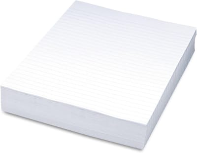 Schrijfblok Wit - Notitieblok Papier - Schrijven en notities maken - 3/8 inch lijnen - 500 vellen - Wit