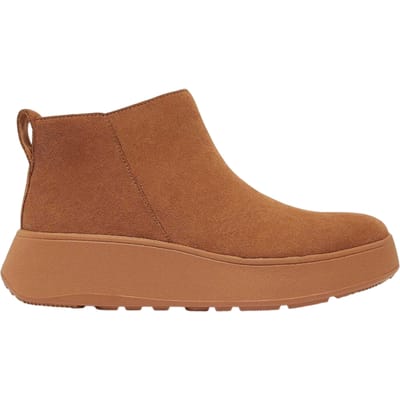 FitFlop Damesmode: enkellaarsjes met platte zool van suède (Tan)