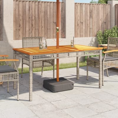 vidaXL - Tuintafel - 140x80x75 - cm - poly - rattan - en - acaciahout - grijs