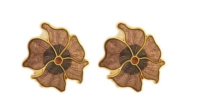 Behave - Oorstekers dames - bloemmotief - bruin - 2 cm