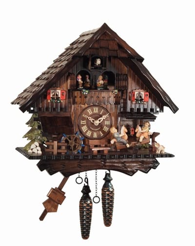 Engstler - 4746_MT - Koekoeksklok - 1-daags kettinguurwerk - Notenhout - met muziek met dansend paar - 33 cm