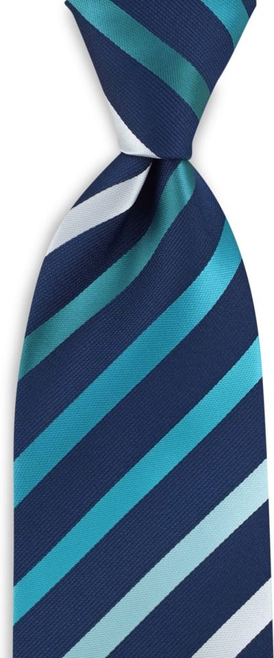 JB Collection - Stropdassen - stropdas turquoise gestreept - marineblauw / diverse turquoisetinten / wit