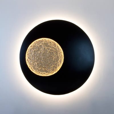 Holländer LED wandlamp LUNA MEGA XXL, zwart/goud, Ø 120 cm, dimbaar
