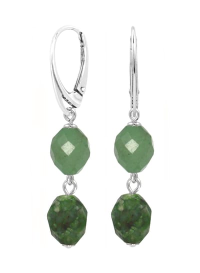 ARLIZI 2433 Oorbellen groen jade kralen hanger - sterling zilver - 4,5 cm
