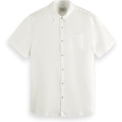 Scotch & Soda Short Sleeve Linen Shirt White Maat: M | Casual Overhemden Outlet | Heren | Wit