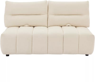 Vente-unique Meridienne voor 2 personen met schuivende rugleuning van beige stof met textuur APOLIU
