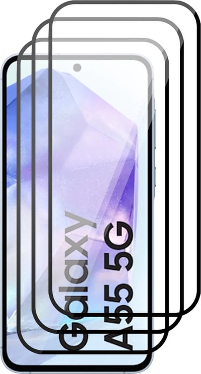 Screenprotector geschikt voor Samsung Galaxy A55 - 3x Volledig Dekkend Glas Screen Protector
