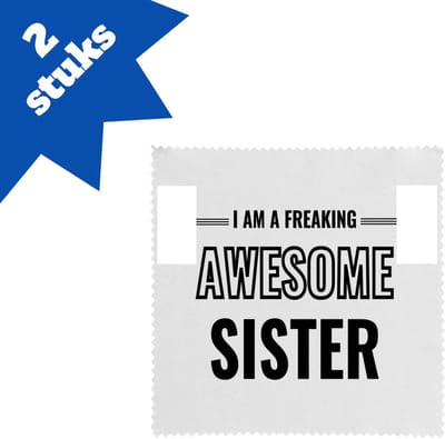 Akyol - i am a freaking awesome sister brillendoekjes - Zus - de meest geweldigste zus - verjaardagscadeau - verjaardag - cadeau - cadeautje voor zus - zus artikelen - kado - geschenk - gift - 17,8 bij 17,8 cm - 2 stuks